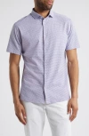 Stone Rose Oval Geo Performance Short Sleeve Button-up Shirt In Med Pink