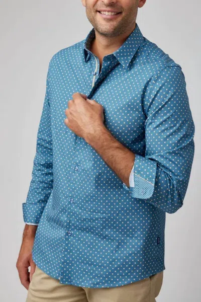 Stone Rose Painted Dot Print Shirt In Slate Blue