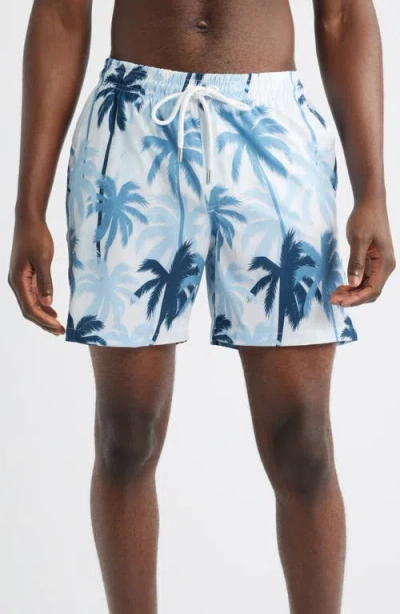 Stone Rose Palm Print Swim Trunks