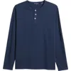 Stone Rose Performance Piqué Henley In Navy