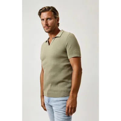 Stone Rose Pique Knit Johnny Collar Polo In Green