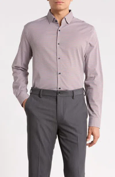 Stone Rose Printed Micro Weave Performance Shirt In Purple