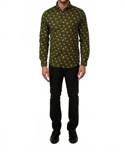 Stone Rose Printed Wild Stallions Long Sleeve Shirt In Green