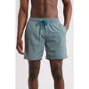 Stone Rose Retro Geometric Print Swim Trunks In Blue