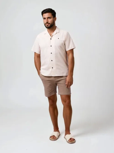 Stone Rose Seersucker Striped Resort Ss Button-up Shirt In White