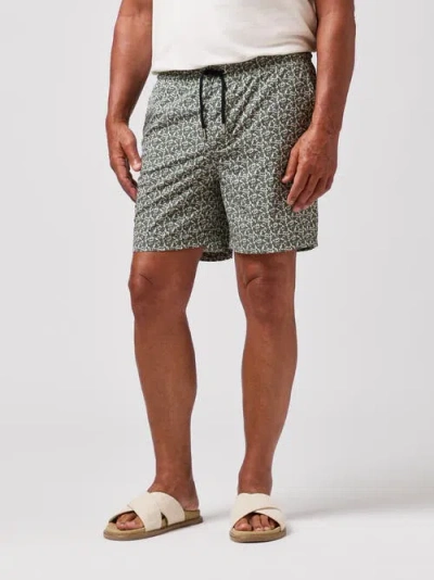 Stone Rose Skull Floral Swim Trunk In Green
