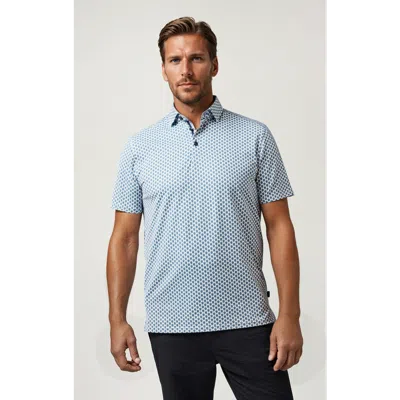 Stone Rose Skull Print Techno Stretch Polo In Blue
