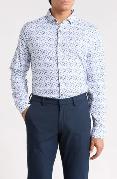Stone Rose Snowbrush Printed Button Up Shirt In Blue