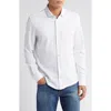 Stone Rose Solid Performance Piqué Button-up Shirt In White