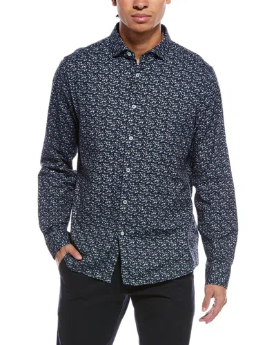Stone Rose Stretch Print Shirt In Blue