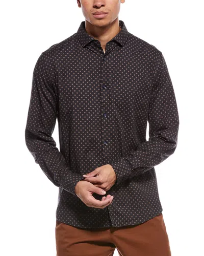 Stone Rose Stretch Print Shirt In Brown