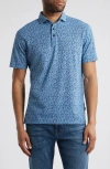 Stone Rose Sun Faded Performance Jersey Polo In Dark Denim