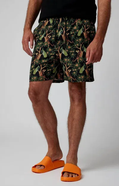 Stone Rose Tigers Swim Shorts In Black In Animal Print