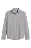 Stone Rose Trim Fit Techno Stretch Diamond Geo Print Performance Button-up Shirt In Taupe