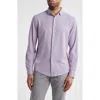 Stone Rose Trim Fit Techno Stretch Stripe Performance Button-up Shirt In Med Pink