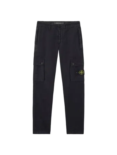 Stone Slim Fit Cargo Trousers For Men In Blue