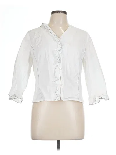 Pre-owned Stonebridge 3/4 Sleeve Button Down Shirt In White