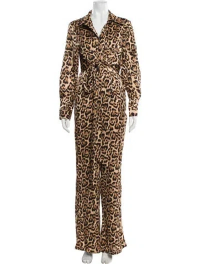 Pre-owned Stoned Immaculate Animal Print Jumpsuit In Brown