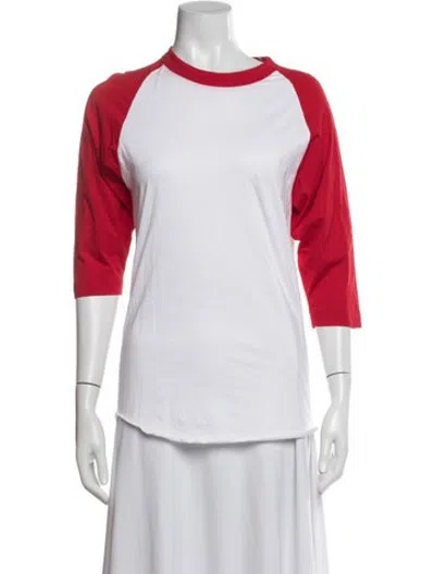 Pre-owned Stoned Immaculate Colorblock Pattern Crew Neck T-shirt In Red/white