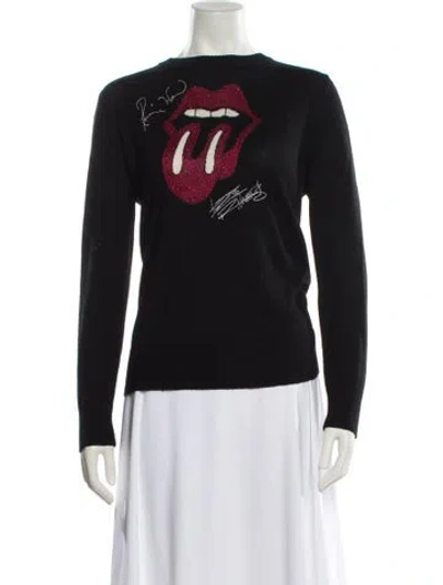 Pre-owned Stoned Immaculate Graphic Print Crew Neck Sweater In Black