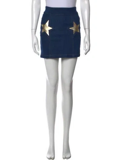 Pre-owned Stoned Immaculate Graphic Print Mini Skirt In Blue