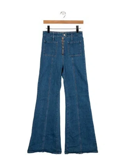 Pre-owned Stoned Immaculate High-rise Flared Jeans In Blue