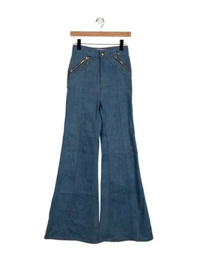 Pre-owned Stoned Immaculate High-rise Flared Jeans In Blue