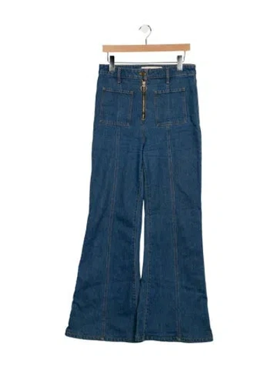 Pre-owned Stoned Immaculate High-rise Flared Jeans In Blue