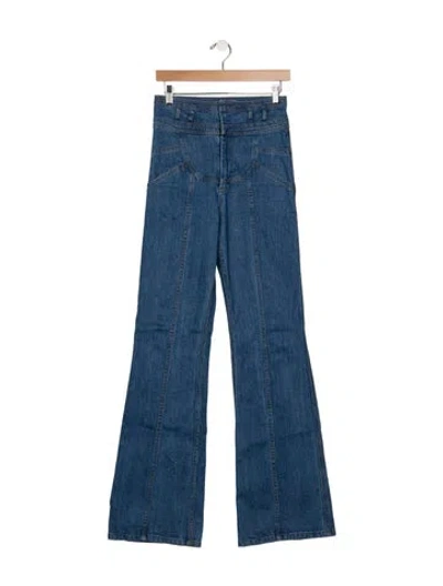 Pre-owned Stoned Immaculate High-rise Flared Jeans In Blue