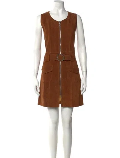 Pre-owned Stoned Immaculate Leather Mini Dress In Brown