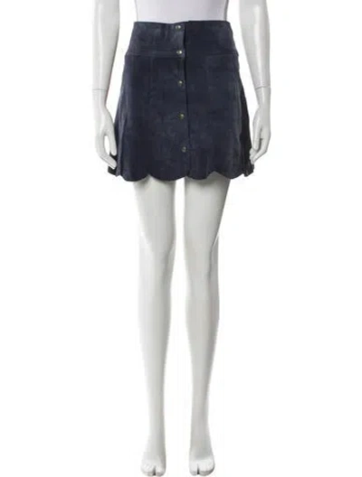 Pre-owned Stoned Immaculate Leather Mini Skirt In Blue
