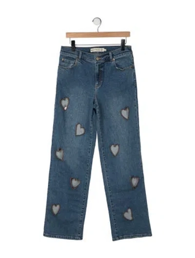 Pre-owned Stoned Immaculate Mid-rise Straight Leg Jeans In Blue