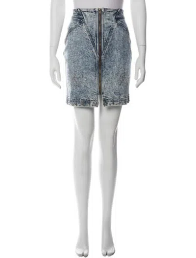Pre-owned Stoned Immaculate Patterned Mini Skirt In Blue