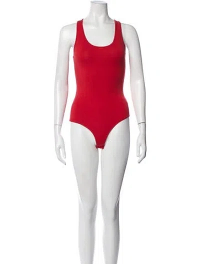 Pre-owned Stoned Immaculate Scoop Neck Sleeveless Bodysuit In Red