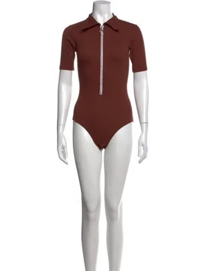Pre-owned Stoned Immaculate Short Sleeve Bodysuit In Brown