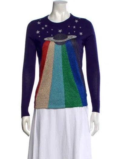 Pre-owned Stoned Immaculate Wool Graphic Print Sweater In Blue