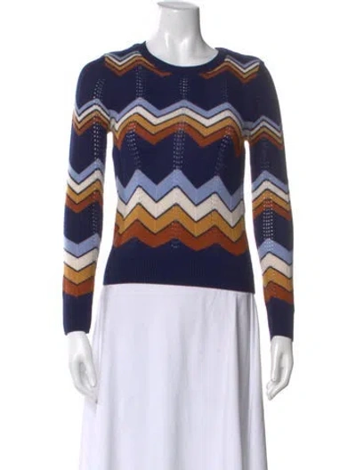 Pre-owned Stoned Immaculate Wool Patterned Top In Blue