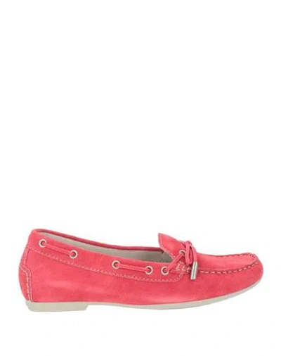 Stonefly Woman Loafers Tomato Red Size 8 Leather In Pink