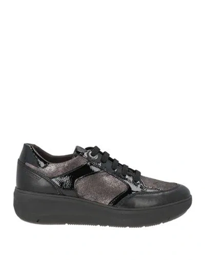 Stonefly Woman Sneakers Black Size 6.5 Leather, Synthetic Material