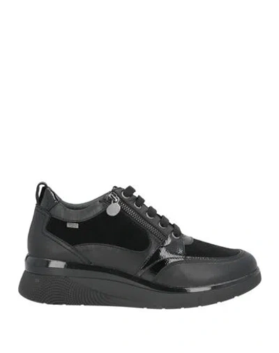 Stonefly Woman Sneakers Black Size 8 Leather, Synthetic Material