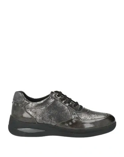Stonefly Woman Sneakers Charcoal Size 6.5 Leather, Textile Fibers In Black