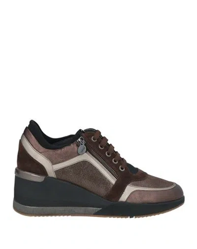 Stonefly Woman Sneakers Dark Brown Size 6 Textile Fibers, Leather