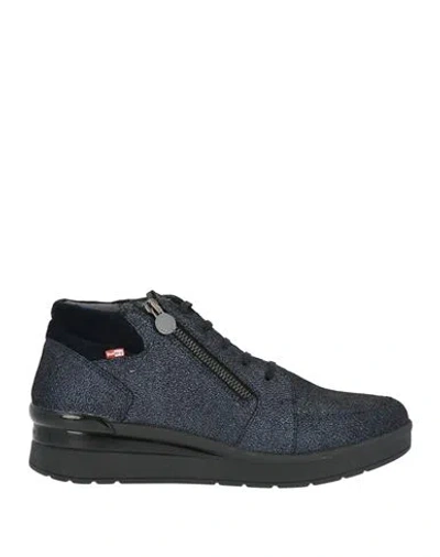 Stonefly Woman Sneakers Navy Size 9.5 Leather, Textile Fibers In Blue