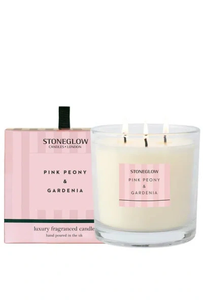 Stoneglow Modern Classics Pink Peony Gardenia 3 Wick Candle 1490g In Pink Peony & Gardenia