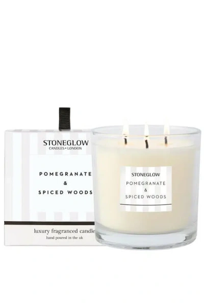 Stoneglow Modern Classics Pomegranate Spiced Woods 3 Wick Candle 1490g In Pomegranate & Spiced Woods