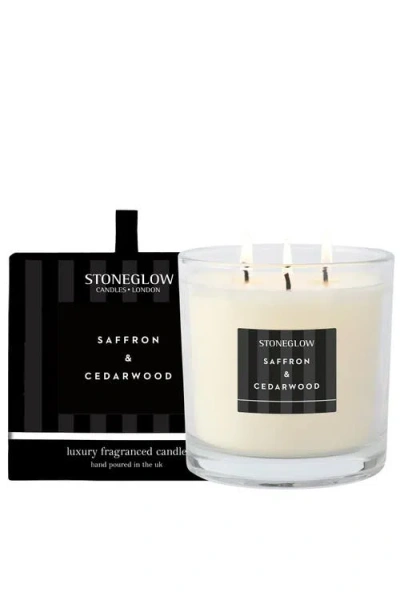 Stoneglow Modern Classics Saffron Cedarwood 3 Wick Candle 1490g In Saffron & Cedarwood