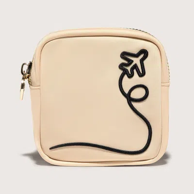 Stoney Clover Lane Airplane Embroidered Mini Pouch