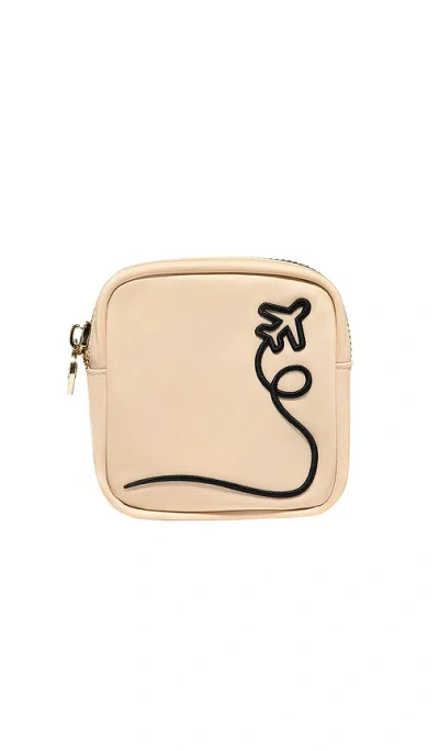 Stoney Clover Lane Airplane Embroidered Mini Pouch In Nude