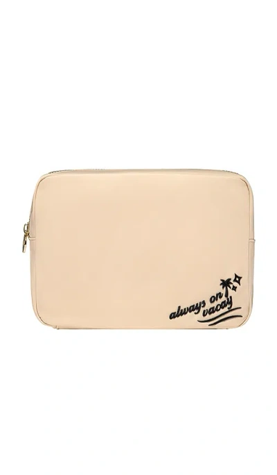 Stoney Clover Lane Always On Vacay Embroidered Large Pouch In Nude