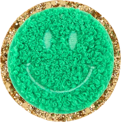 Stoney Clover Lane Avocado Glitter Varsity Smiley Face Patch In Green